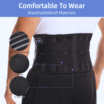 Back Braces for Lower Back Pain Relief with 6 Stays, Breathable Back Support Belt for Men/Women for Work