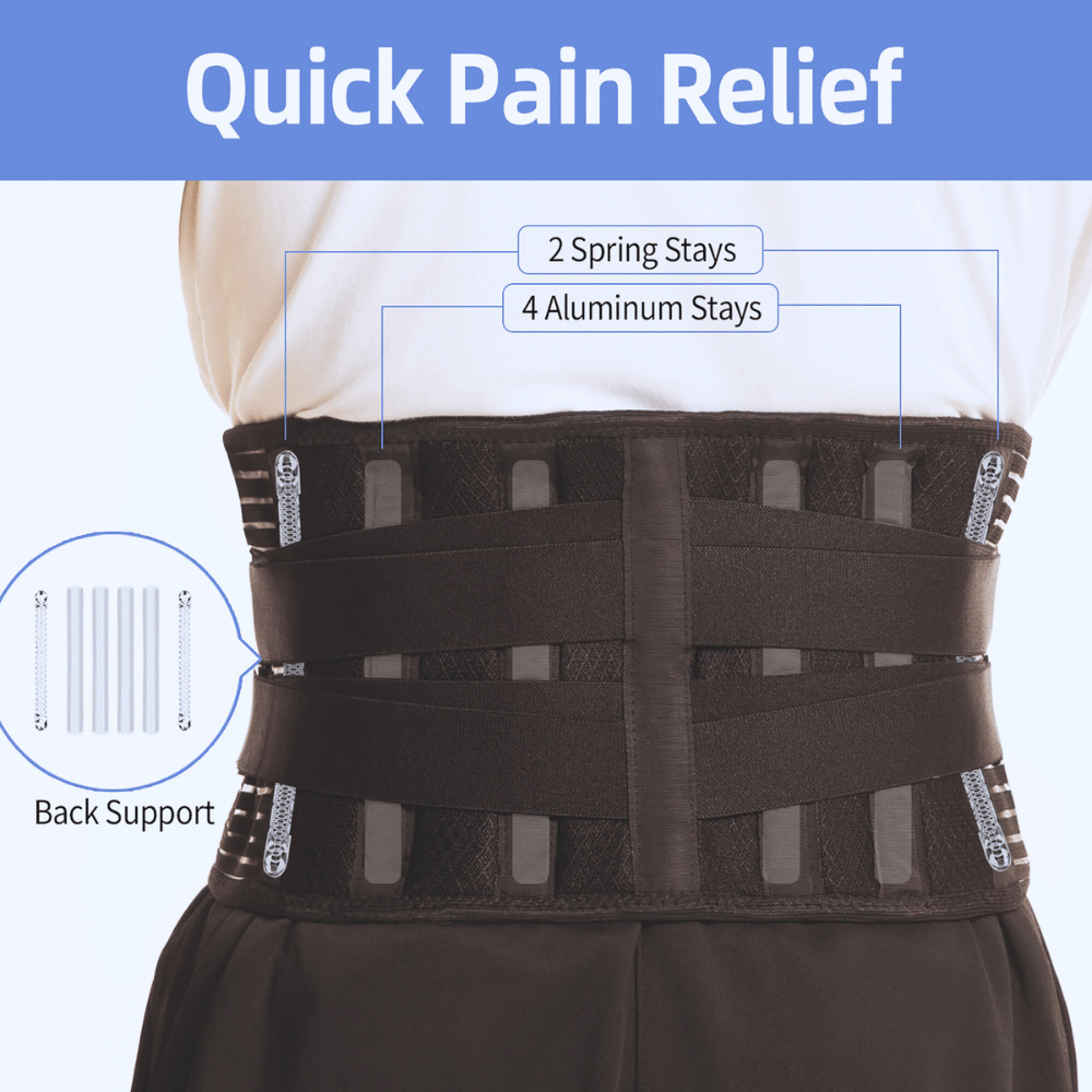 Back Braces for Lower Back Pain Relief with 6 Stays, Breathable Back Support Belt for Men/Women for Work